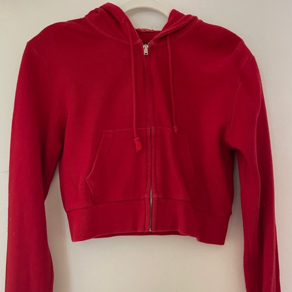 Brandy Melville Red Cropped Hoodie